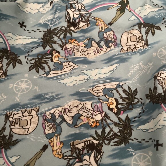 DISNEY Peter Pan Mermaid Lagoon Retro Set Me Piece Swimsuit Ruffle 2XL - Picture 2 of 6